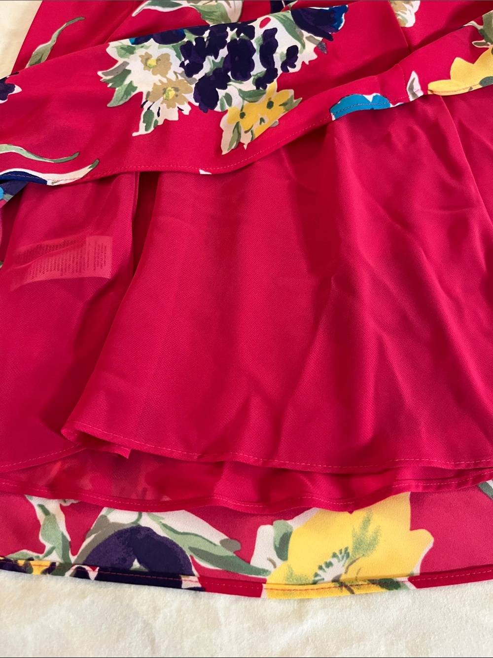 Ralph Lauren Bright Fuchsia Floral Cross-Neck Midi Dress - Picture 9 of 14